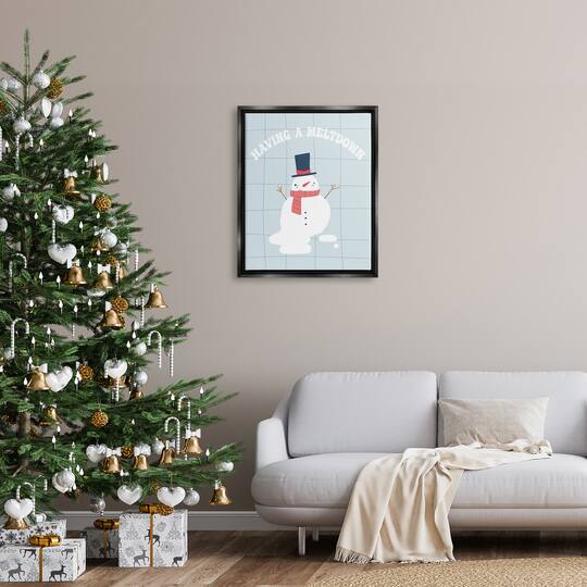 Stupell Industries Having A Meltdown Funny Snowman Framed Floater Canvas Wall Art
